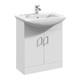 Bathroom 2-door Wash Basin Vanity Unit & Square Sink 650mm Modern White Cupboard