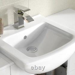 Bathroom 2-Door Wash Basin Vanity Unit & Square Sink 650mm Modern White Cupboard