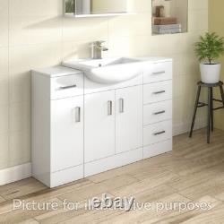 Bathroom 2-Door Wash Basin Vanity Unit & Square Sink 650mm Modern White Cupboard