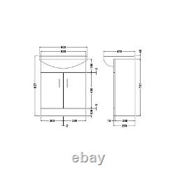 Bathroom 2-Door Wash Basin Vanity Unit & Square Sink 650mm Modern White Cupboard