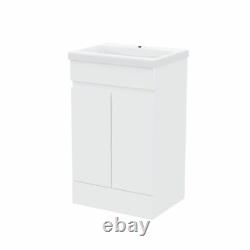 Bathroom 500 White Flat Pack Vanity Cabinet and Basin Unit Floor Standing Smoo