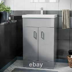Bathroom 500 mm Ceramic Basin Sink Vanity Light Grey Unit Cabinet Nanuya