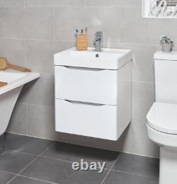 Bathroom 500mm Square Wall Hung Handle-Less Vanity Unit & Basin (SQ500WH)