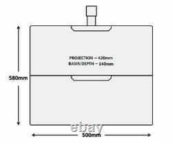 Bathroom 500mm Square Wall Hung Handle-Less Vanity Unit & Basin (SQ500WH)