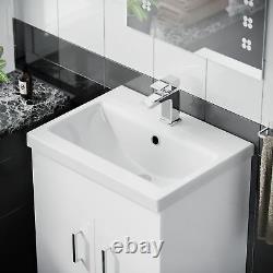 Bathroom 500mm White Basin Sink Flat Pack Vanity Unit Floor Standing Nanuya