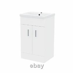 Bathroom 500mm White Basin Sink Flat Pack Vanity Unit Floor Standing Nanuya