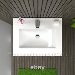 Bathroom 600 Wall Hung Vanity Unit 2 Drawer Cabinet Gloss Atara White