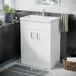 Bathroom 600 mm White Basin Sink Flat Pack Vanity Unit Floor Standing Pileh