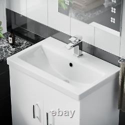 Bathroom 600 mm White Basin Sink Flat Pack Vanity Unit Floor Standing Pileh