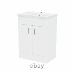 Bathroom 600 mm White Basin Sink Flat Pack Vanity Unit Floor Standing Pileh