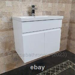 Bathroom 600mm Wall Hung Vanity Storage Unit And Basin Devlyn