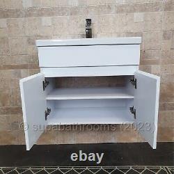 Bathroom 600mm Wall Hung Vanity Storage Unit And Basin Devlyn