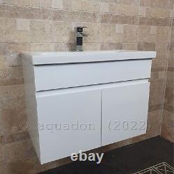 Bathroom 700mm Wall Hung Vanity Storage Unit And Basin Devlyn