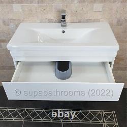 Bathroom 800 MM Vanity Unit & Basin Wall Hung 2 Drawer Devlyn