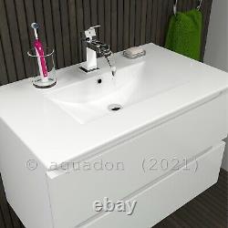 Bathroom 800 Wall Hung Vanity Unit Drawer Cabinet Furniture Gloss White Atara