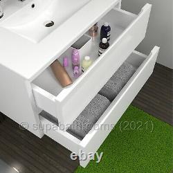 Bathroom 800 Wall Hung Vanity Unit Drawer Cabinet Furniture Gloss White Atara