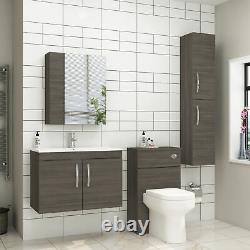 Bathroom 800mm Grey Elm Wall Hung 2 Door Vanity Unit with Minimalist Basin