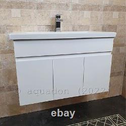 Bathroom 800mm Wall Hung Vanity Storage Unit And Basin Devlyn