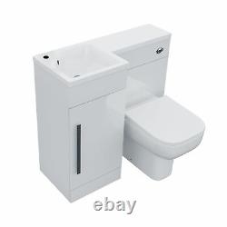 Bathroom 900 mm White LH Basin Sink FP Vanity Unit WC Back To Wall Toilet Lovane
