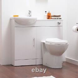 Bathroom 900mm Basin Vanity Combination WC Unit & Toilet Modern Cloakroom Pack