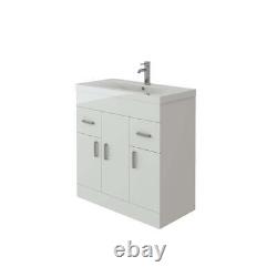 Bathroom Basin Sink Cabinet Vanity Unit Free Standing Sink Furniture White 800mm