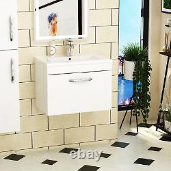 Bathroom Basin Sink Vanity Unit Cabinet Storage 1 Drawer Wall Hung 500/600/800mm