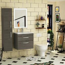 Bathroom Basin Sink Vanity Unit Cabinet Storage 2 Drawer Wall Hung 500/600/800mm