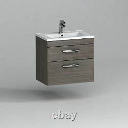 Bathroom Basin Sink Vanity Unit Cabinet Storage 2 Drawer Wall Hung 500/600/800mm