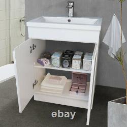 Bathroom Basin Sink Vanity Unit Floor Standing Cabinet Storage 800mm Gloss White