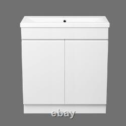 Bathroom Basin Sink Vanity Unit Floor Standing Cabinet Storage 800mm Gloss White