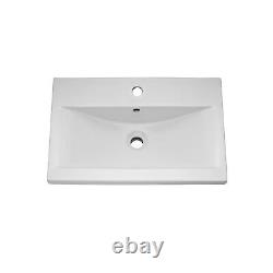 Bathroom Basin Sink Vanity Unit Single Tap Hole Floor Standing 600mm Brown Grey
