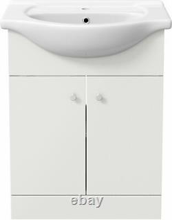 Bathroom Basin Sink Vanity Unit Single Tap Hole Floor Standing 650mm Matte White