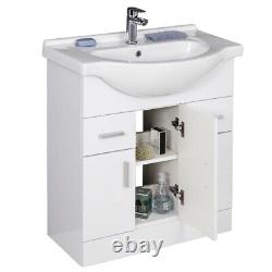 Bathroom Basin Sink Vanity Unit Single Tap Hole Floor Standing Furniture 750mm