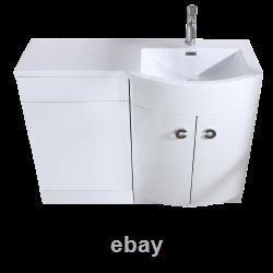 Bathroom Basin Sink White Vanity WC Unit Furniture Cabinet LH RH 1100mm