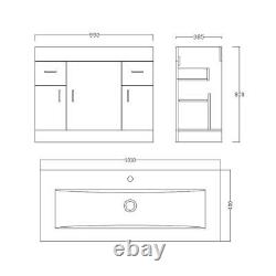 Bathroom Basin Vanity Unit Sink Storage Cabinets Furniture Set White 1000mm