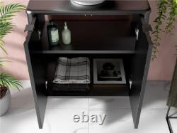 Bathroom Cabinet Vanity Sink Unit 600mm Countertop Wall Hung Black Ribbed Ner
