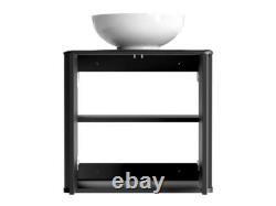 Bathroom Cabinet Vanity Sink Unit 600mm Countertop Wall Hung Black Ribbed Ner