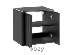 Bathroom Cabinet Vanity Sink Unit 600mm Countertop Wall Hung Black Ribbed Ner