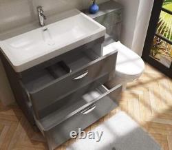 Bathroom Cabinet Vanity Unit Apollo Floor Ceramic Basin Sink Gloss Grey 800mm