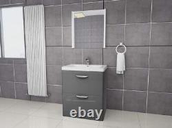 Bathroom Cabinet Vanity Unit Apollo Floor Ceramic Basin Sink Gloss Grey 800mm