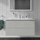 Bathroom Cabinet Vanity Unit Sink Basin Ceramic Wall Hung 770mm Light Grey