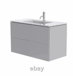 Bathroom Cabinet Vanity Unit Sink Basin Ceramic Wall Hung 770mm Light Grey