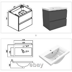 Bathroom Cabinet Vanity Unit Sink Basin Drawers Wall Hung Storage Furniture