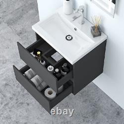 Bathroom Cabinet Vanity Unit Sink Basin Drawers Wall Hung Storage Furniture