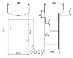 Bathroom Cabinet Vanity Unit Sink Basin Storage Cloakroom White 400mm Furniture