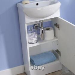 Bathroom Cabinet Vanity Unit Sink Basin Storage Cloakroom White Ceramic 400mm