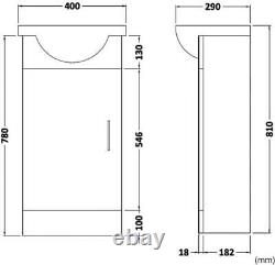 Bathroom Cabinet Vanity Unit Sink Basin Storage Cloakroom White Ceramic 400mm