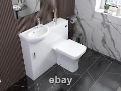 Bathroom Cabinet Vanity Unit Sink Basin Storage Cloakroom White Gloss Furniture