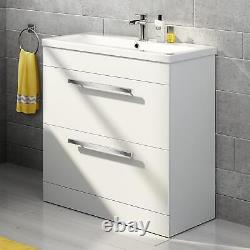 Bathroom Cabinet Vanity Unit Sink Basin Storage Cupboard White 800mm Furniture