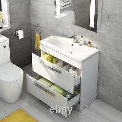 Bathroom Cabinet Vanity Unit Sink Basin Storage Cupboard White 800mm Furniture